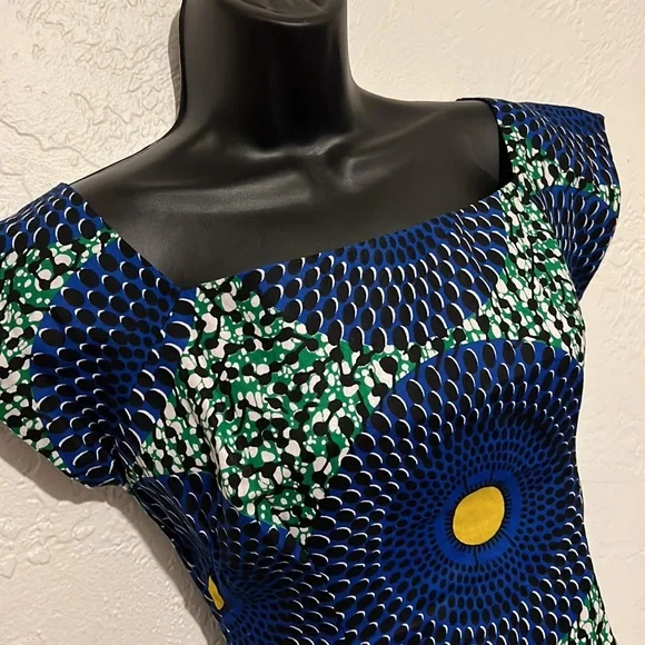 African Print Wax Cloth Maxi Dress - Picture 2 of 8